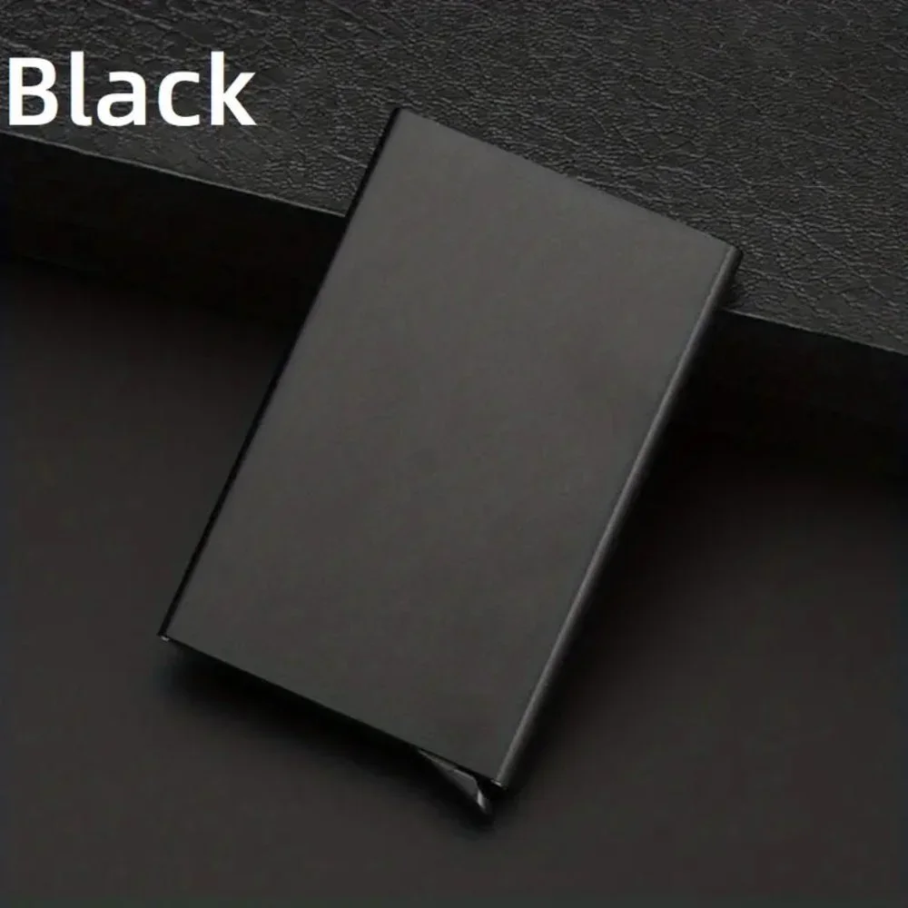 Pop Up Card Holder Slim Aluminum Wallet Black